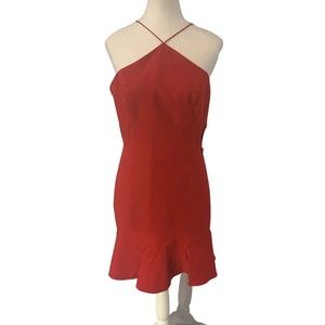 Aidan Matrix Dress Cocktail Halter With Godets Red Mini Sleeveless 8 NWT $175